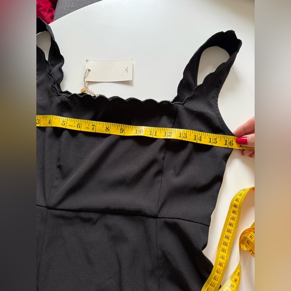 Rihoas Black Square Neck Scalloped Mini Dress NWT!!! - Picture 9 of 10